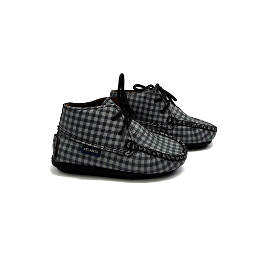 Atlanta Mocassin Black and White Checkered Baby Bootie 073