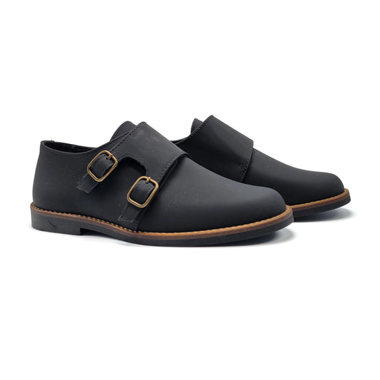 Andanines Black Gum Monk Strap Dress Shoe 222413