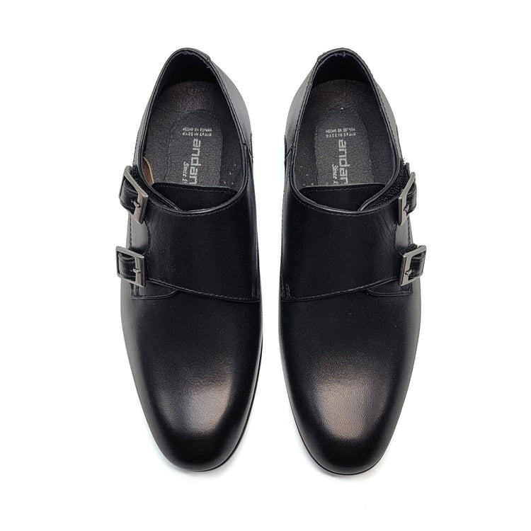 Andanines Black Leather Double Monk Dress Shoe 221954