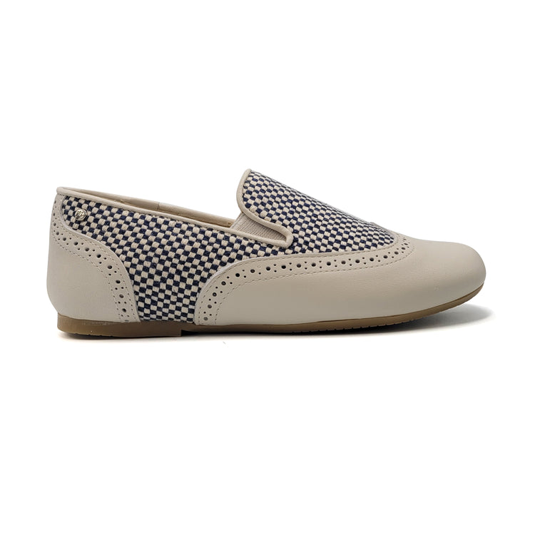 Manuela De Juan Navy Checkered Smoking Shoe S3028