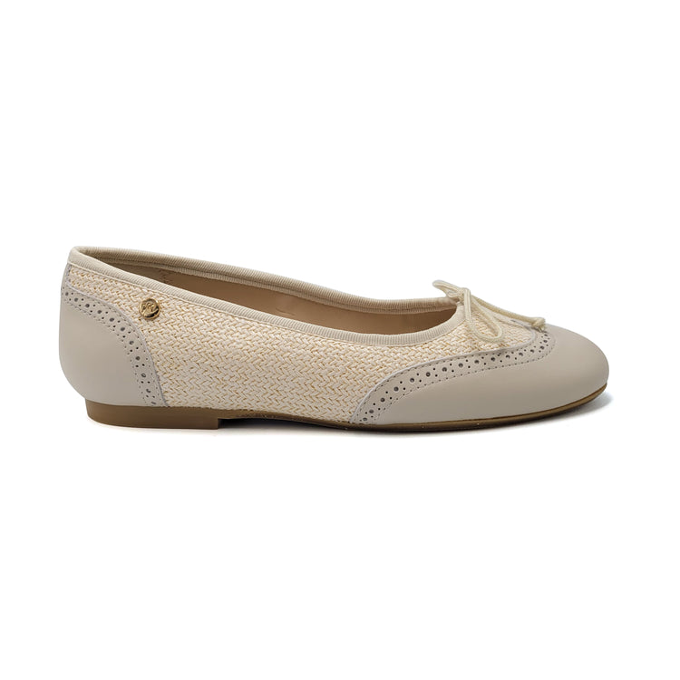 Manuela De Juan Beige Whicker Wingtip Ballet S3062