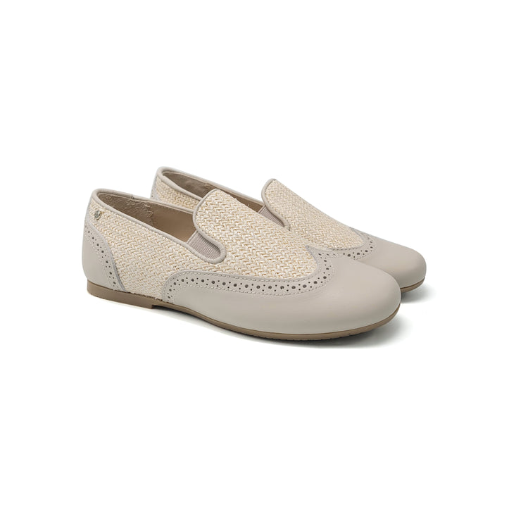 Manuela De Juan Beige Whicker Smoking Shoe S3028