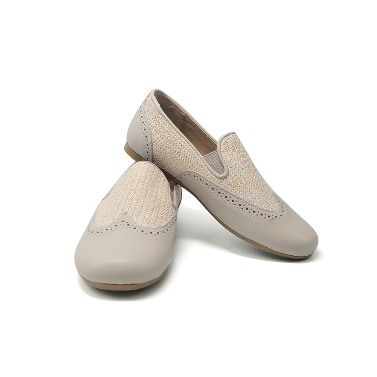 Manuela De Juan Beige Whicker Smoking Shoe S3028