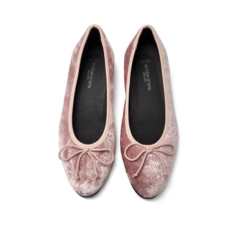 Andanines Pink Cheetah Velvet Ballet Flat 222541