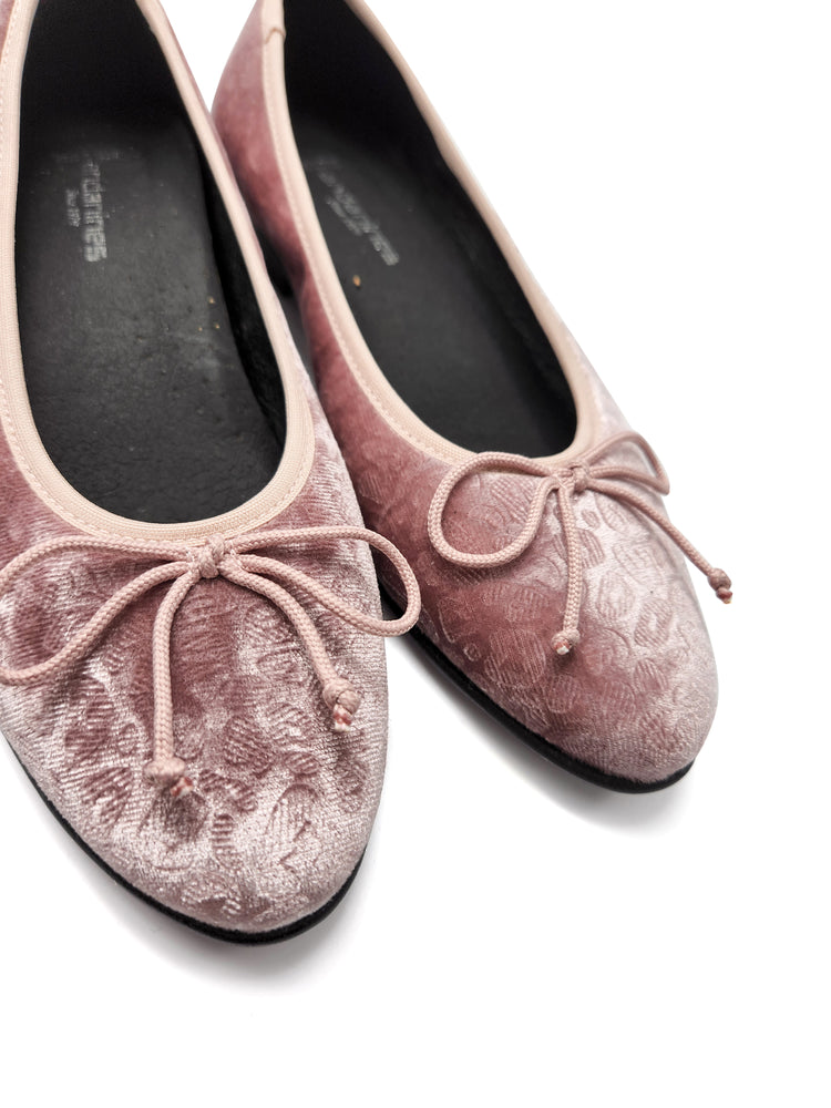 Andanines Pink Cheetah Velvet Ballet Flat 222541