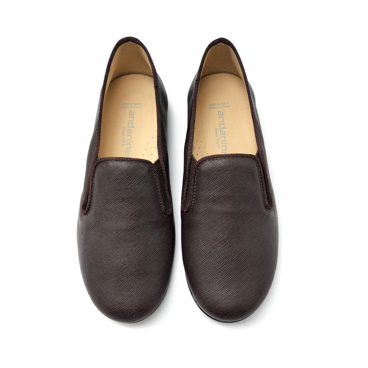 Andanines Brown Saffiano Smoking Shoe 182447