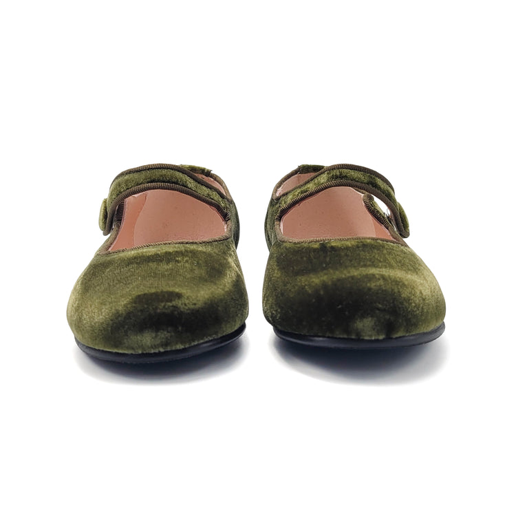 RUTH SECRET Olive Green Velvet Mary Jane 1004