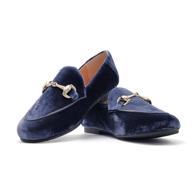 Ruth Secret Indigo Blue Velvet Chain Slip on 3655