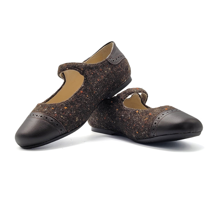 Manuela De Juan Brown Speckled Toe Cap Mary Jane S3141