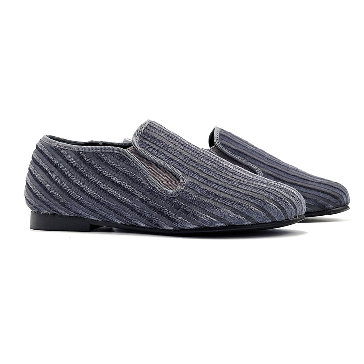 Geppettos Slate Grey/Blue Velvet  Smoking Slip On 138507B