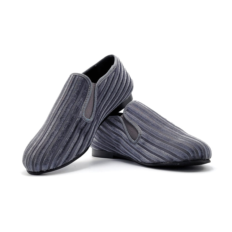 Geppettos Slate Grey/Blue Velvet  Smoking Slip On 138507B