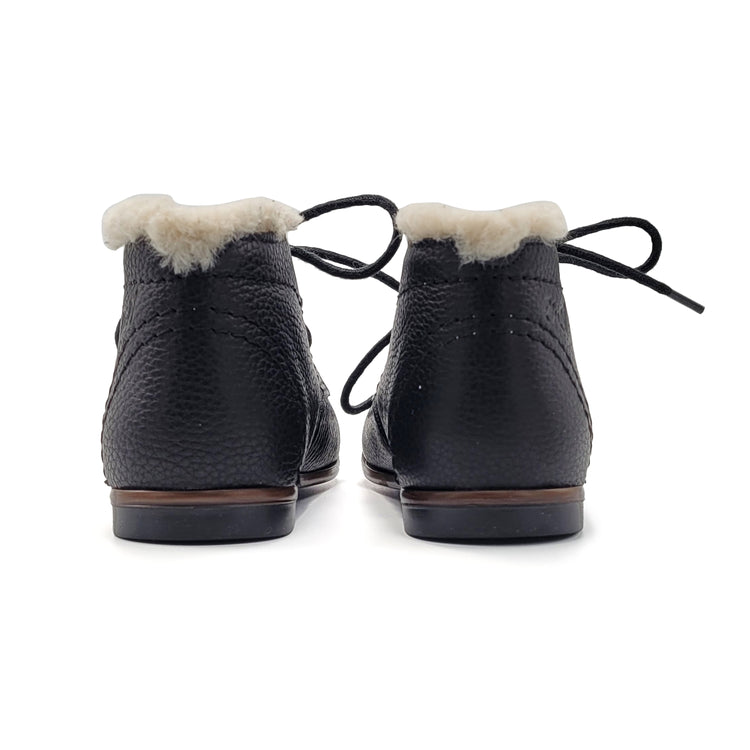 EMEL Black Pebbled Fur Baby Bootie 2408