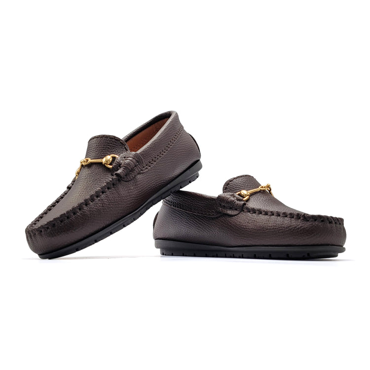 Atlanta Mocassin Brown Grain Buckle Loafer 043