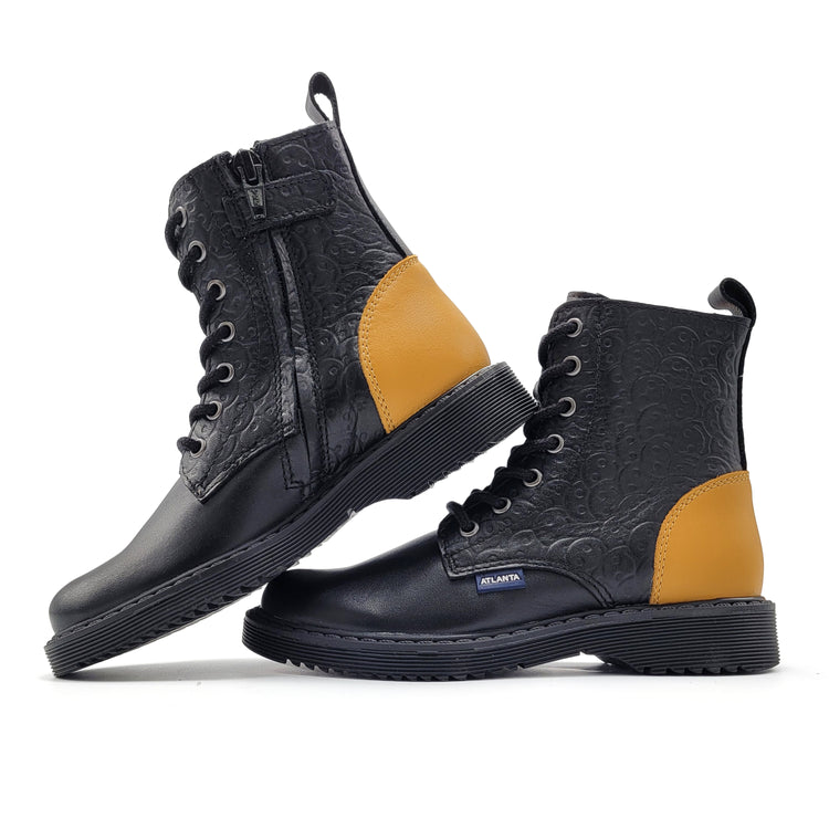 Atlanta Mocassin Black Yellow Boot 01D