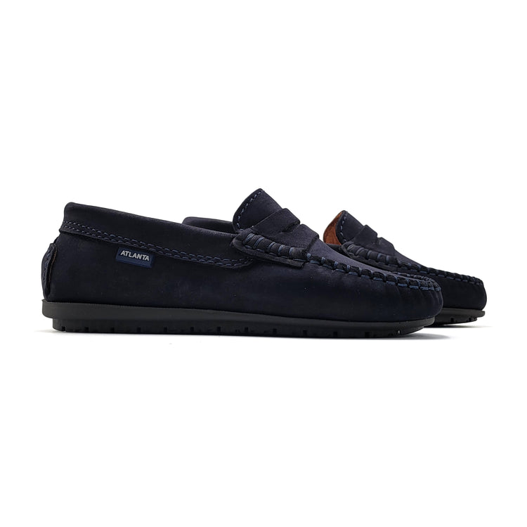 Atlanta Mocassin Navy Nubuk Penny Loafer 032