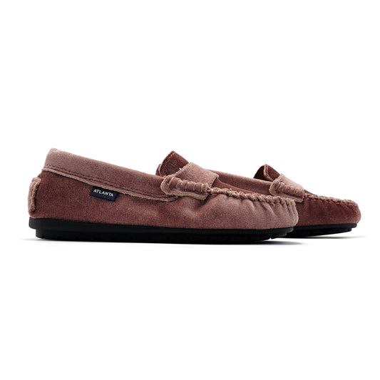 Atlanta Mocassin Rose Velvet Penny Loafer 032