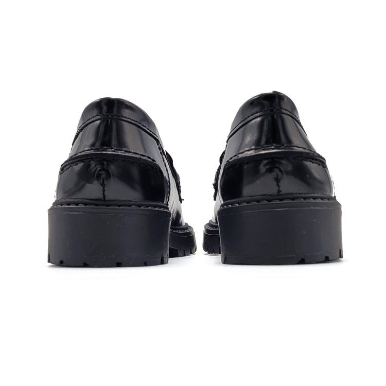 Atlanta Mocassin Black Hi Shine Chunky Penny Loafer SS02