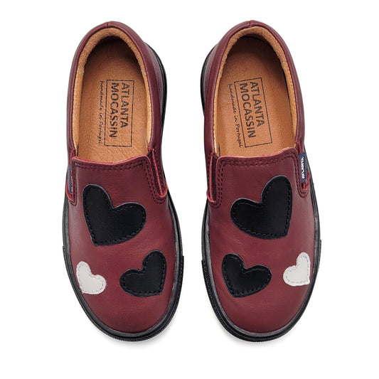 ATLANTA MOCASSIN Burgundy Heart Slip On Sneaker 18426