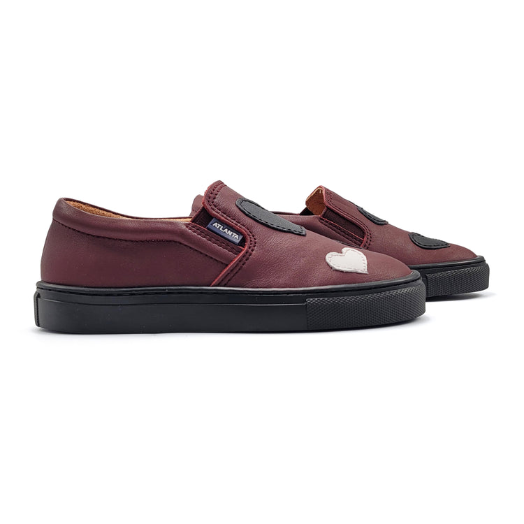 ATLANTA MOCASSIN Burgundy Heart Slip On Sneaker 18426