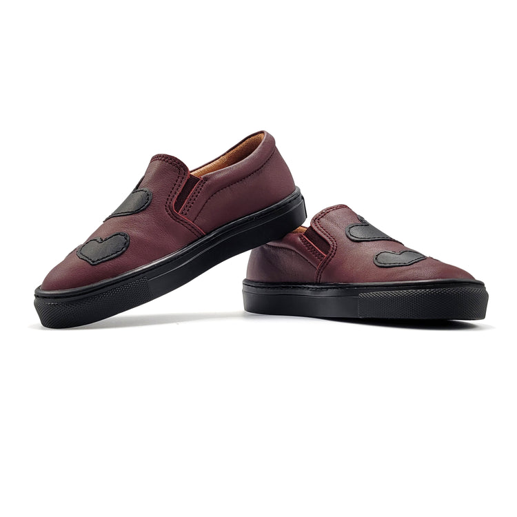 ATLANTA MOCASSIN Burgundy Heart Slip On Sneaker 18426