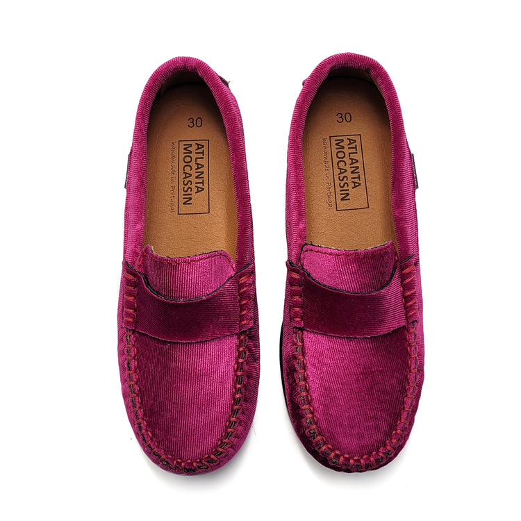 Atlanta Mocassin Fuschia Velvet Penny Loafer 032