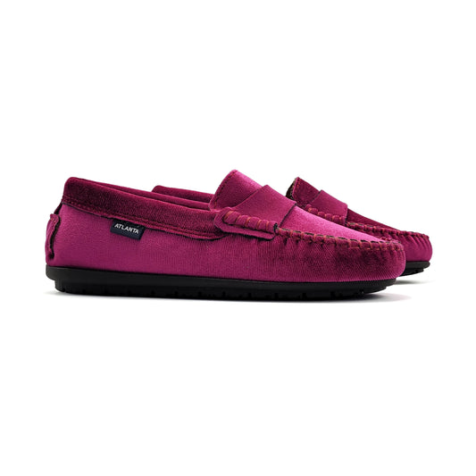 Atlanta Mocassin Fuschia Velvet Penny Loafer 032