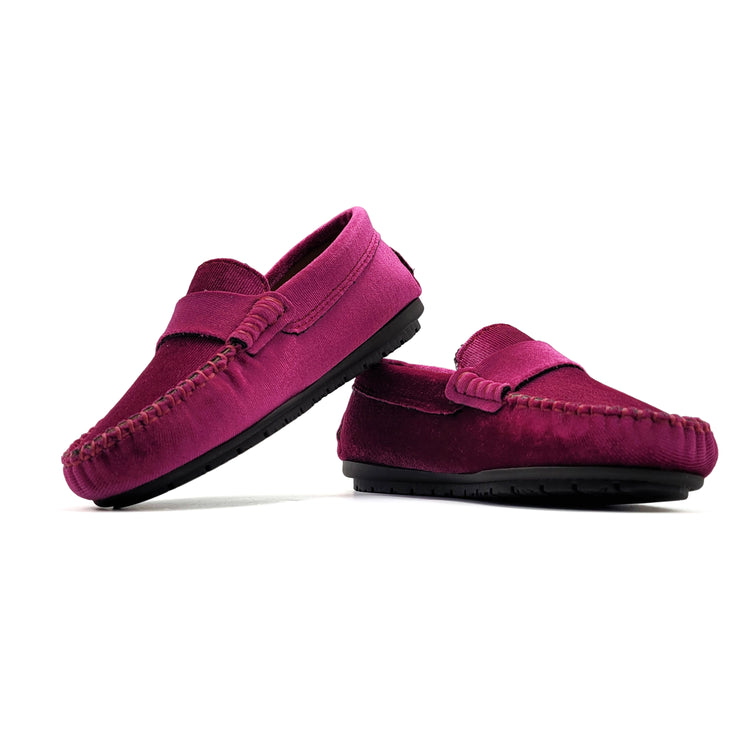 Atlanta Mocassin Fuschia Velvet Penny Loafer 032