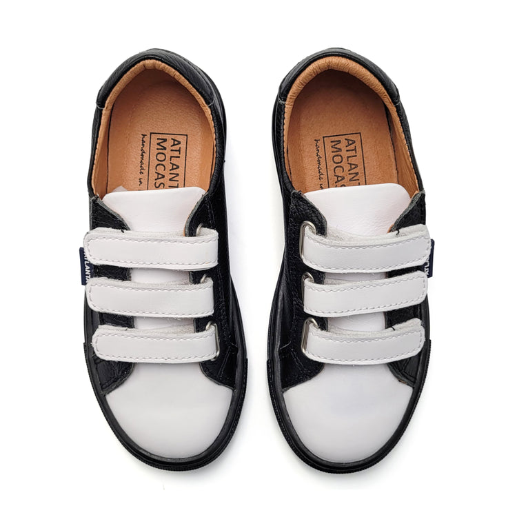 Atlanta Mocassin Black White Velcro Sneaker 523