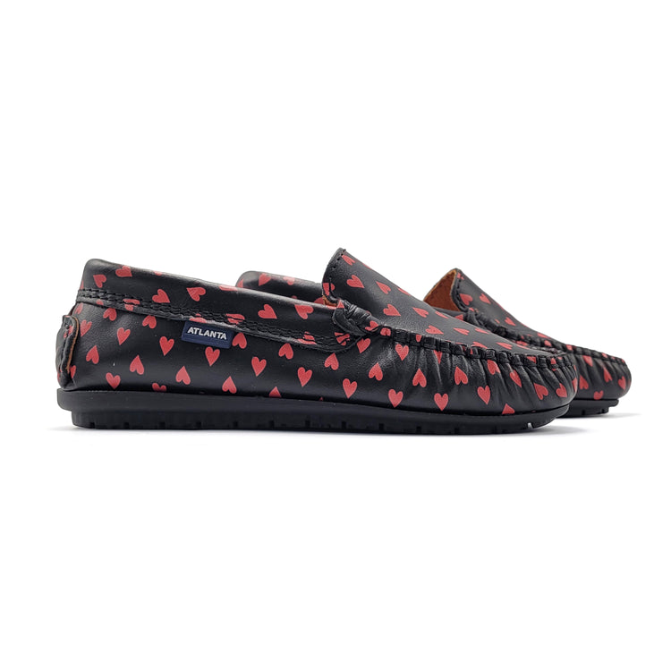 Atlanta Mocassin Black Red Heart Loafer 015