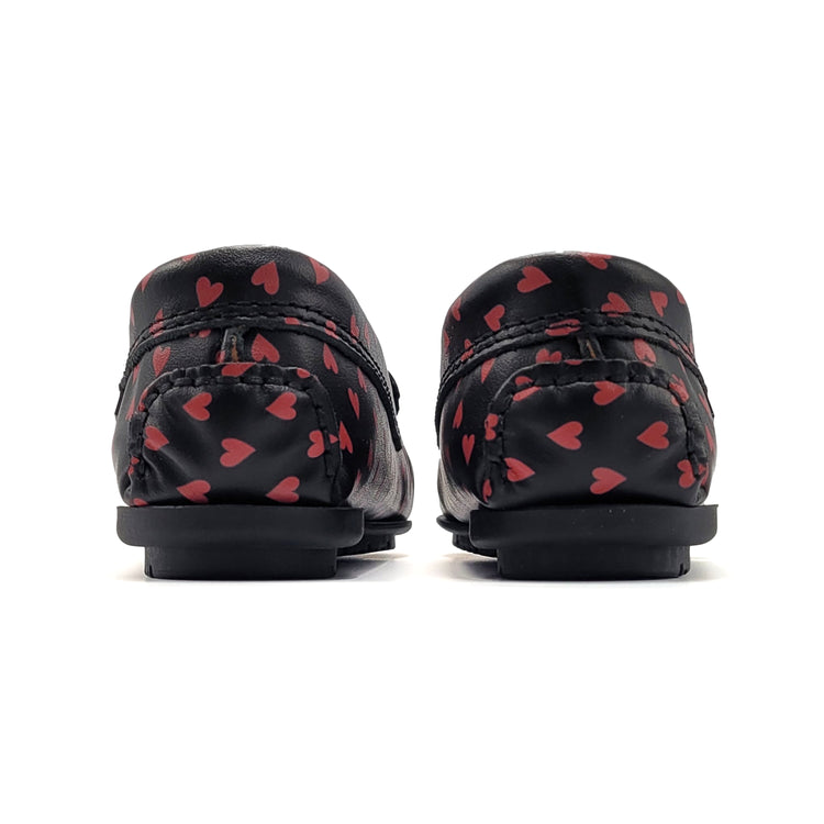 Atlanta Mocassin Black Red Heart Loafer 015