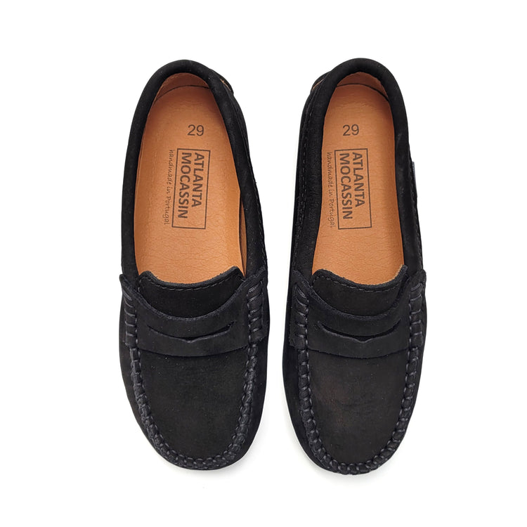 Atlanta Mocassin Black Nubuk Penny Loafer 032