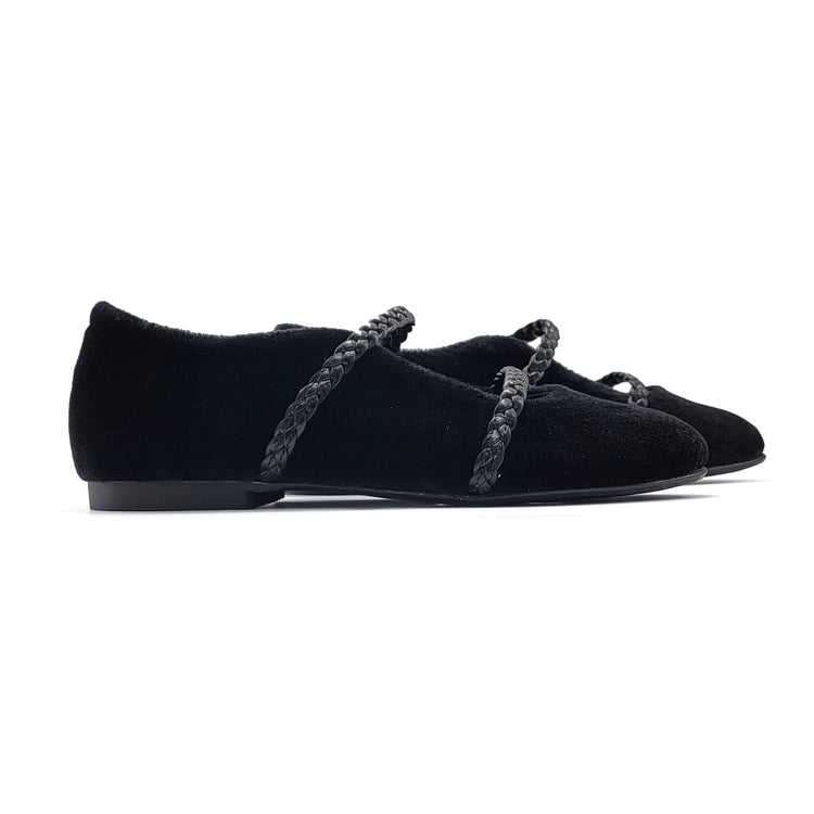 Blublonc Caroline Black Velvet Braids Slip on