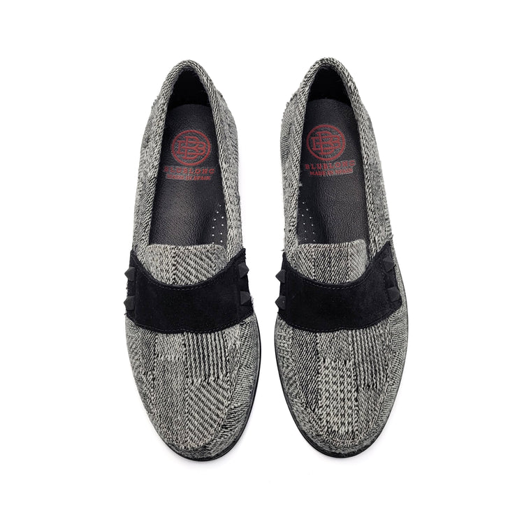 Blublonc Holly Black & White Tweed Loafer