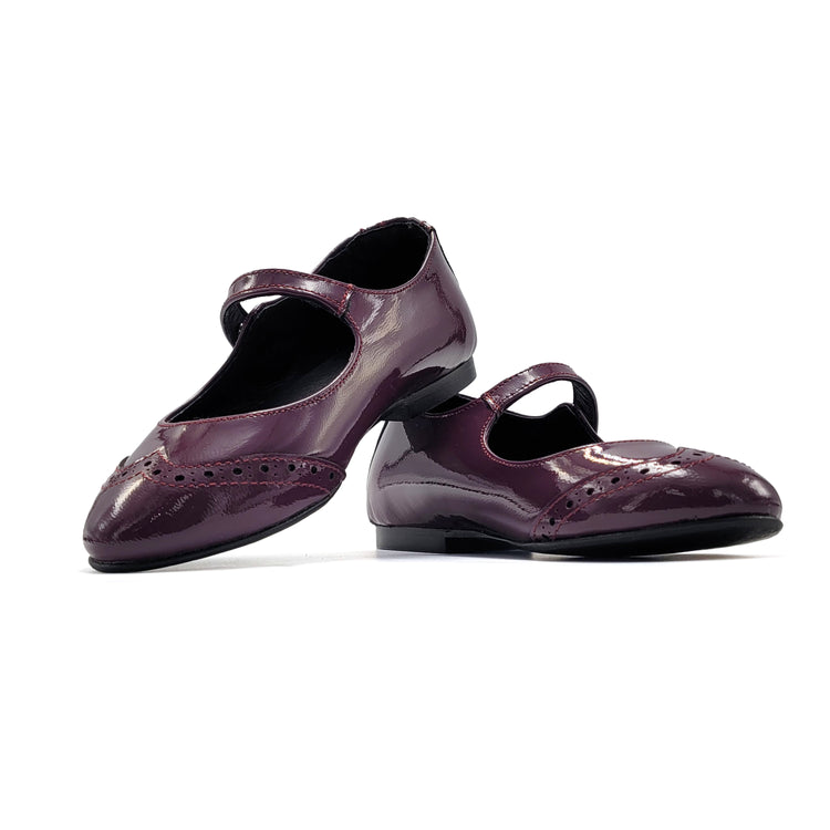 Blublonc Celiax Grape Patent Wingtip Mary Jane