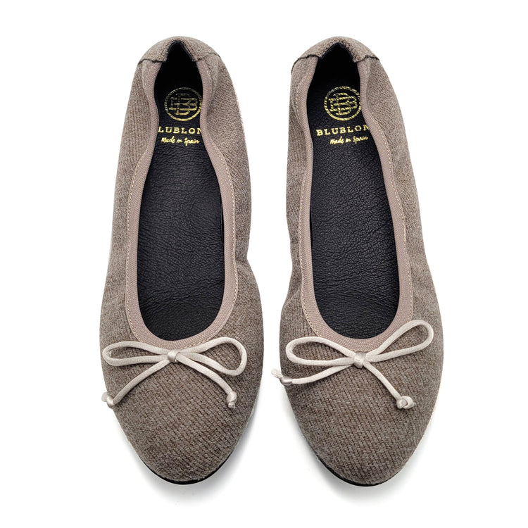 Blublonc Luisa Flannel Taupe Ballet Flat