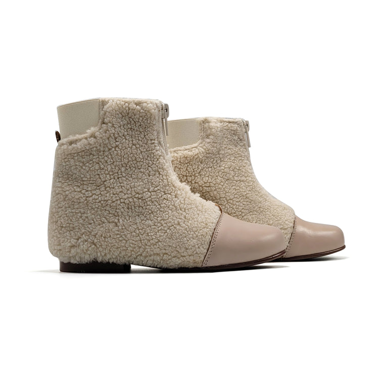 LMDI Beige Fur Zipper Bootie 136722