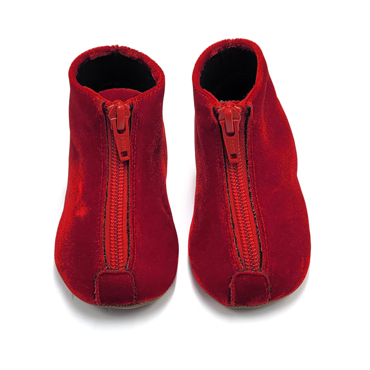 Pepe Red Velvet Front Zipper  Bootie 225