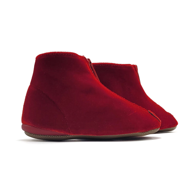 Pepe Red Velvet Front Zipper  Bootie 225