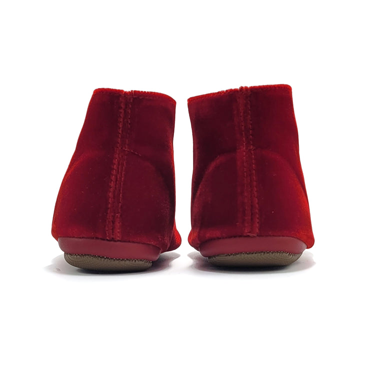 Pepe Red Velvet Front Zipper  Bootie 225