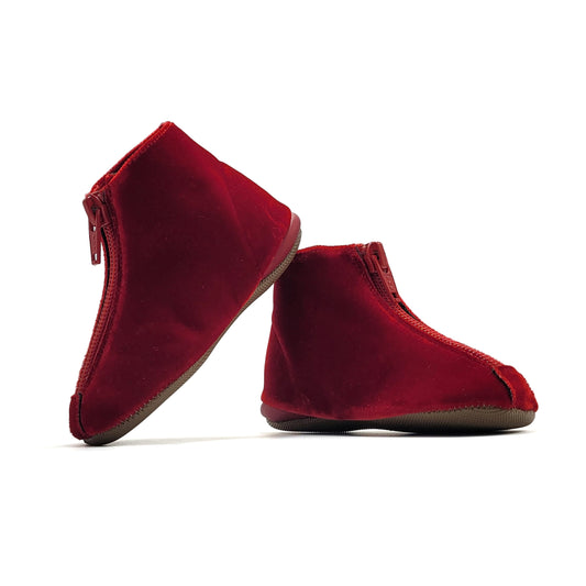 Pepe Red Velvet Front Zipper  Bootie 225