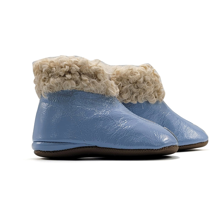 Pepe Baby Blue Front Zipper Curly Fur Rimmed Bootie 225