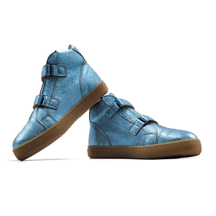 Pepe' Elsa Blue Metallic Velcro High Top Sneaker 741