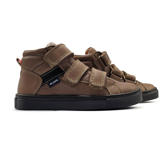 Atlanta Mocassin Taupe Three Strap High Top Sneaker 021