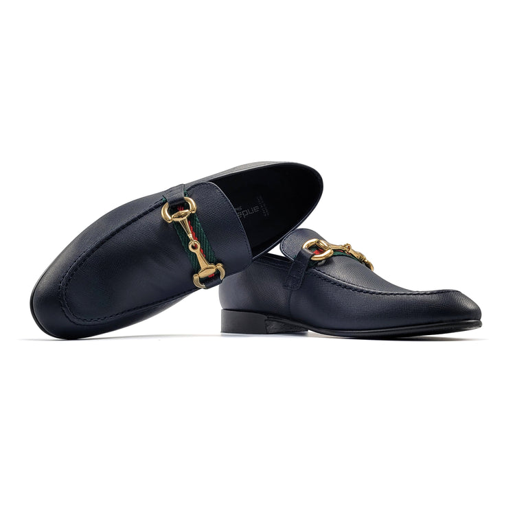 Andanines Navy Saffiano Ribbon Loafer 192776