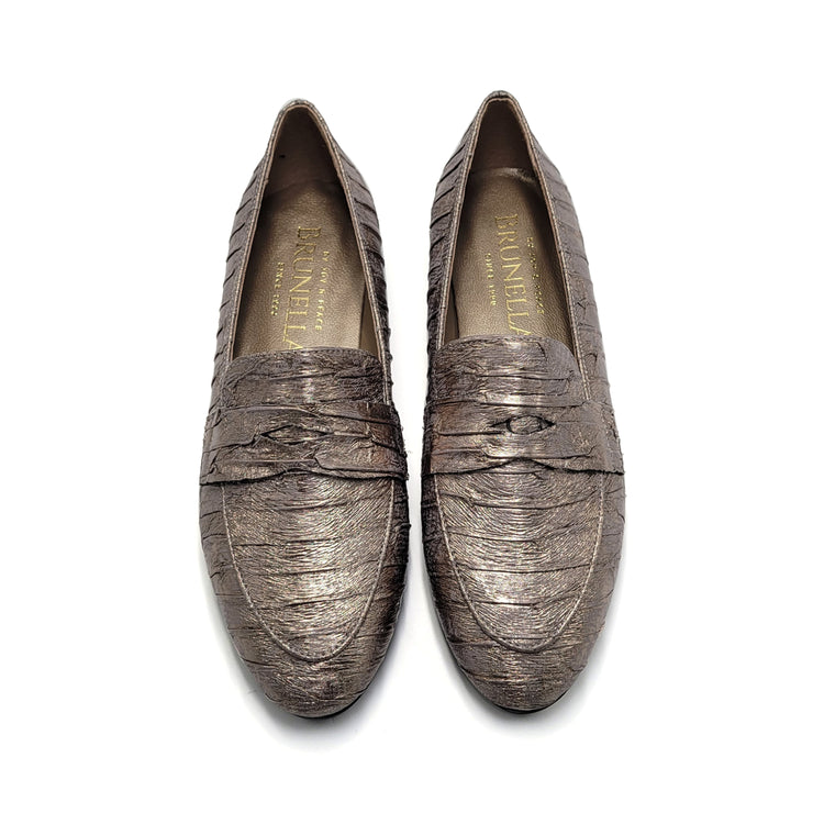 Brunelllis Fossil Grey Metallic Penny Slip on 414