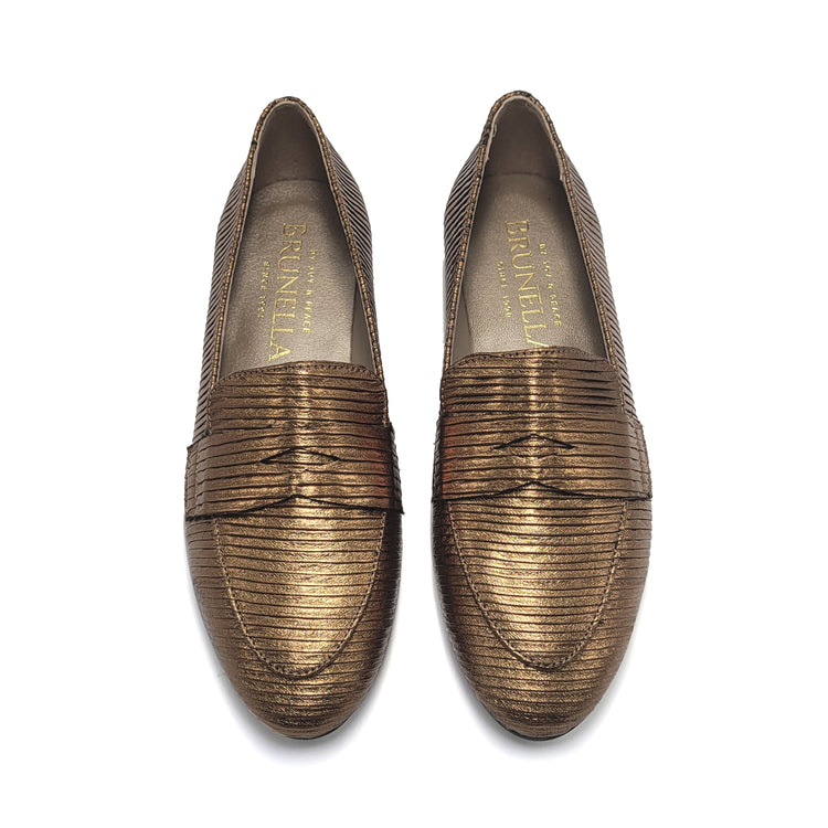 Brunellis Bronze Lined Penny Loafer 516