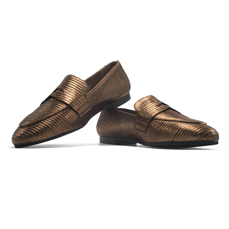 Brunellis Bronze Lined Penny Loafer 516