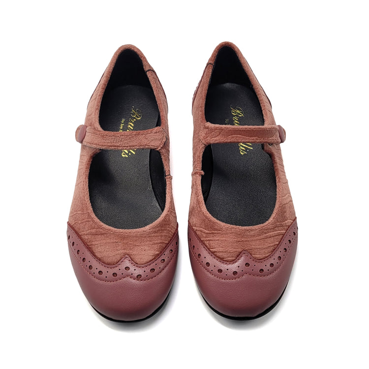 Brunellis Mauve Velvet Wingtip Mary Jane S-24