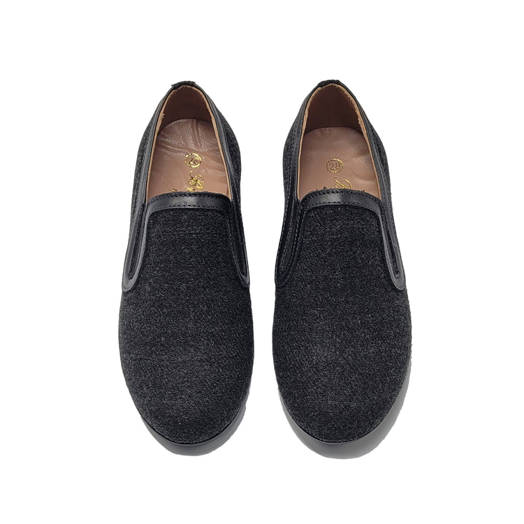 Brunellis Black Wool Smoking Shoe BR103