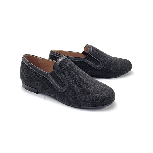 Brunellis Black Wool Smoking Shoe BR103